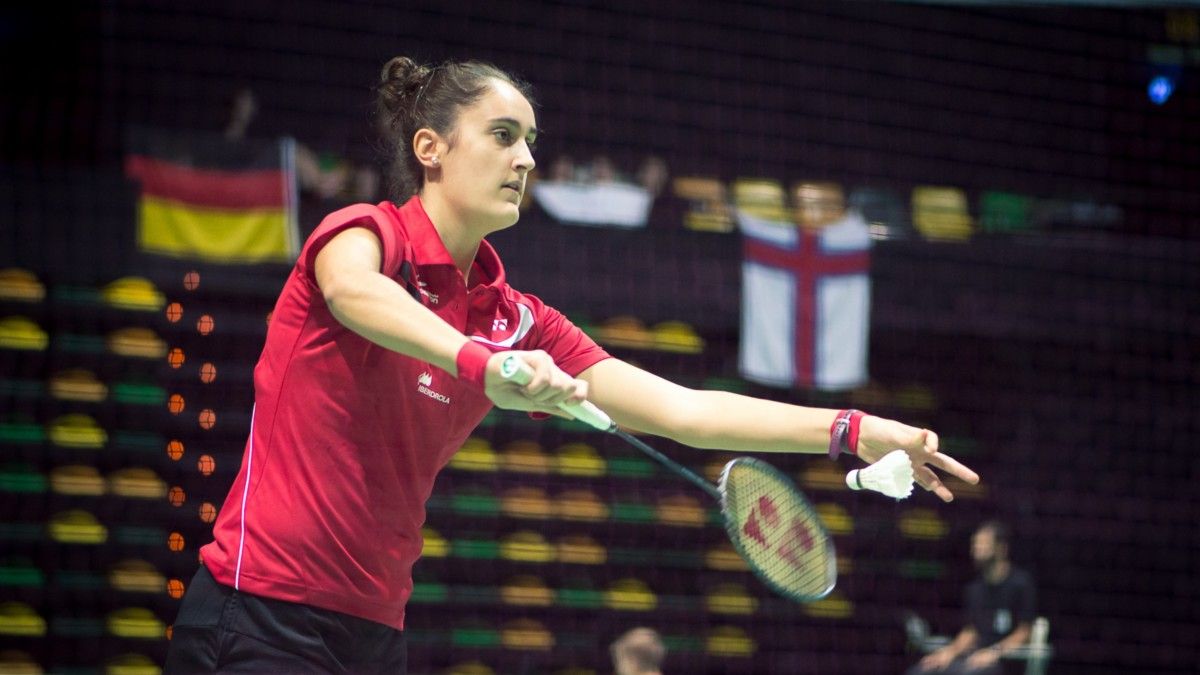  Clara Azurmendi, en un torneo de bádminton.