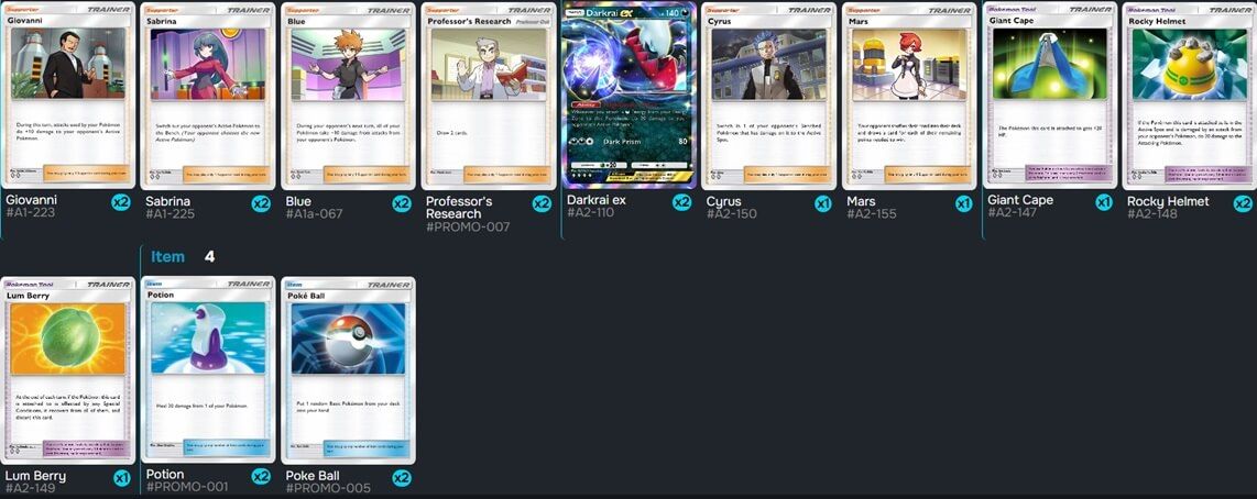  Un mazo donde las dos copias de Darkrai son las únicas opciones de pokémon básico.