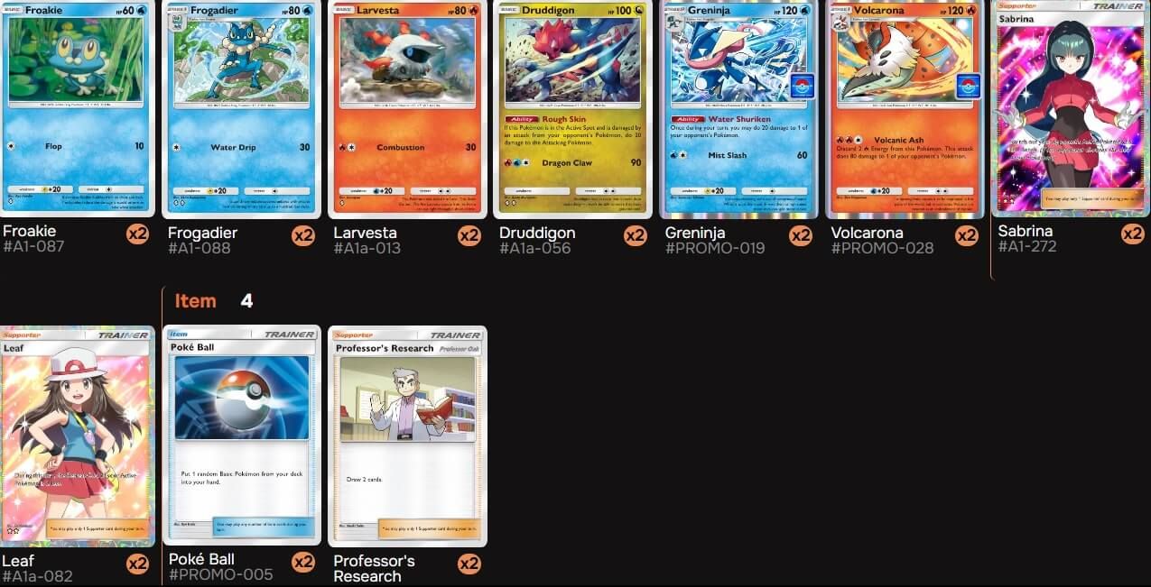 El mazo con Greninja y Volcarona, un destrozo completo a la banca rival.