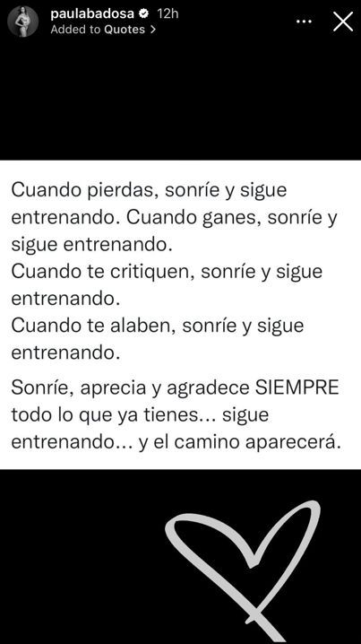 El reflexivo mensaje de Paula Badosa en redes sociales (@paulabadosa)