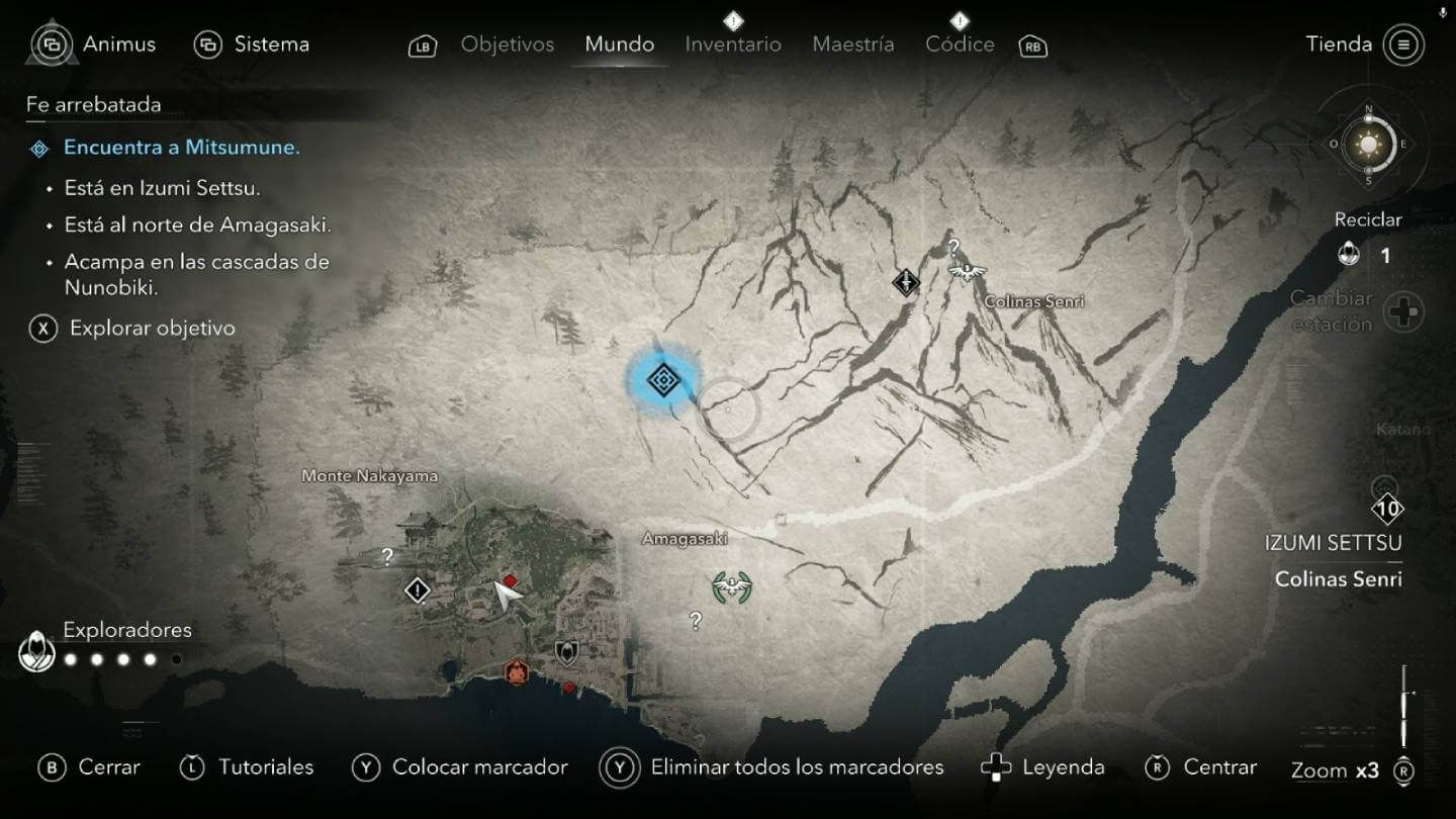  Revelando objetivos con exploradores en Assassin's Creed Shadows