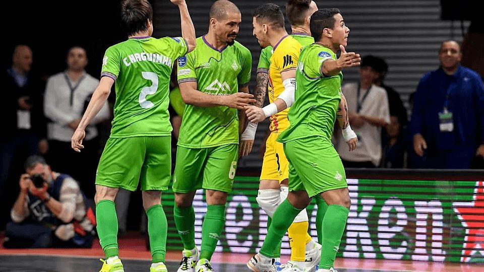 Los jugadores del Palma Futsal durante la final de la Champions League (Fuente: RFEF)