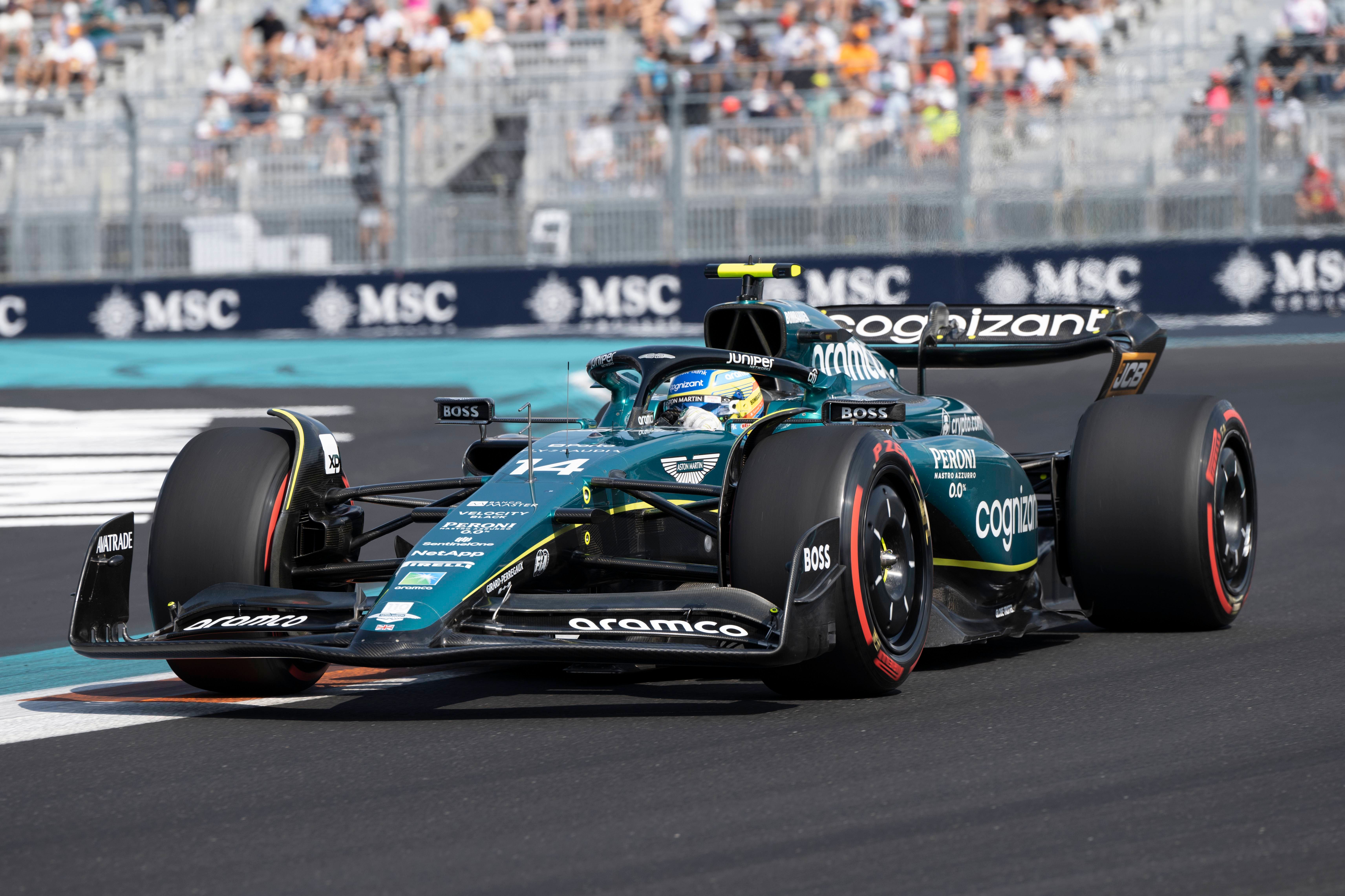 Fernando Alonso, en los libres de Miami.