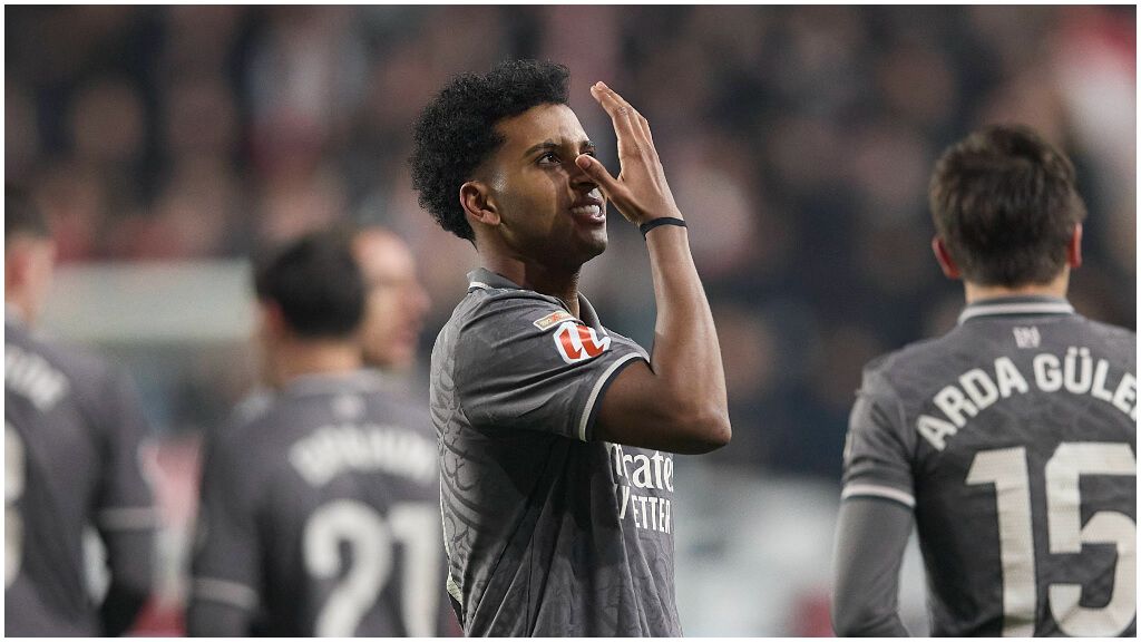  La celebración de Rodrygo en Vallecas. (Fuente: Cordon Press)