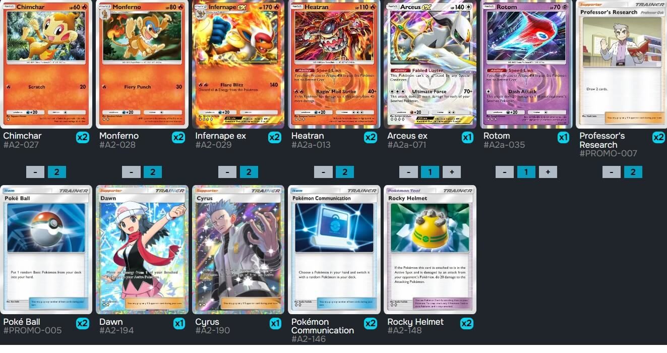  Infernape necesita ayuda de Arceus y Rotom en este mazo de Pokémon Pocket.