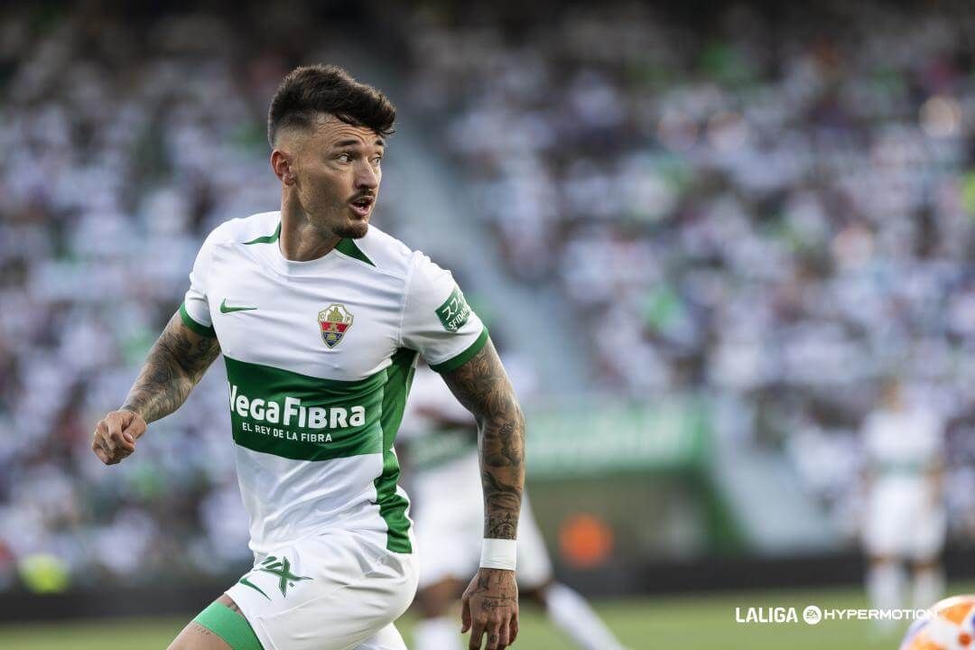 Josan Ferrández, en el Elche-Málaga.