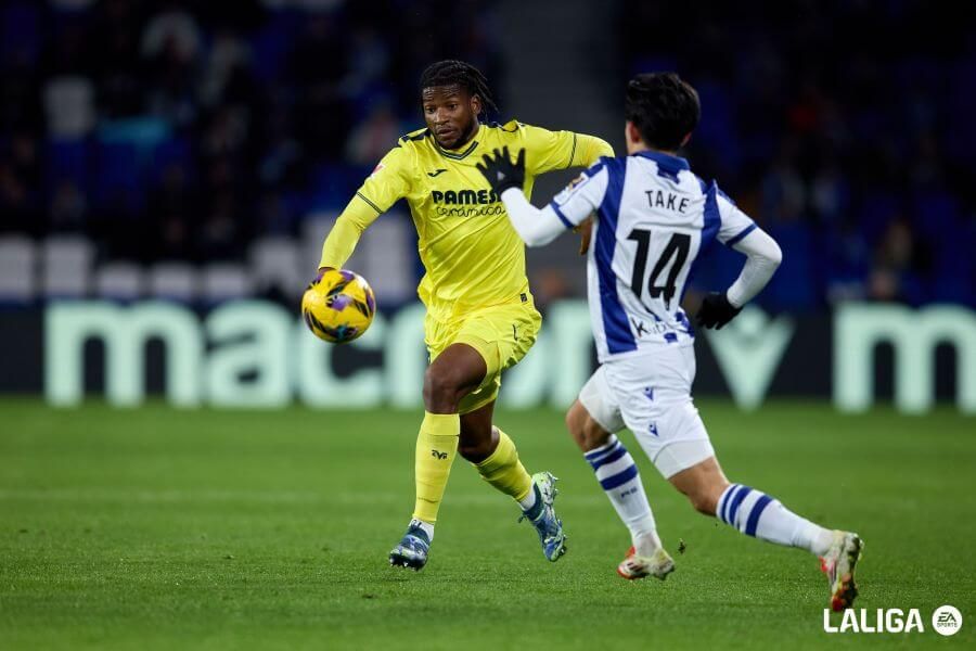 Take Kubo, en un lance del Real Sociedad-Villarreal.
