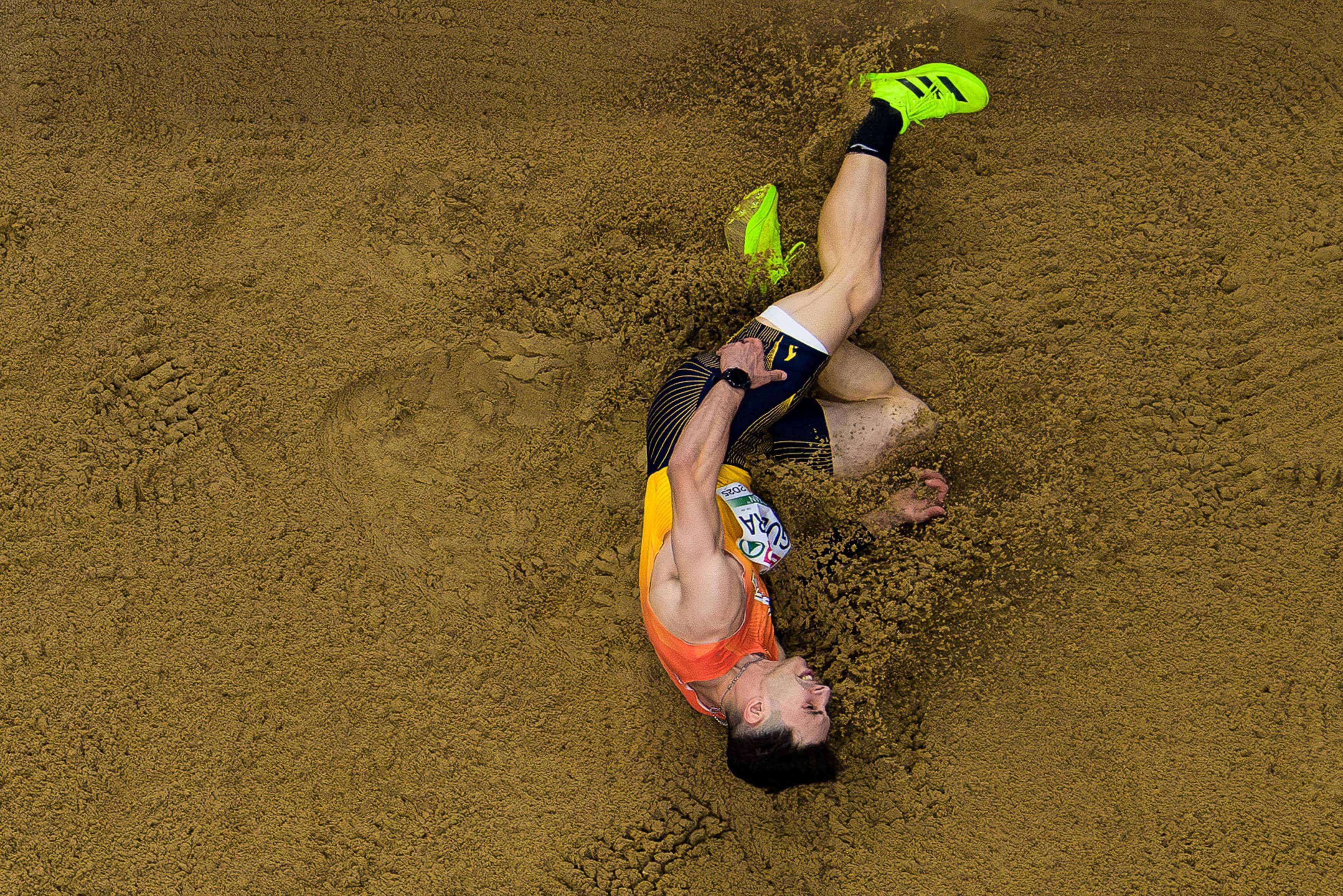  Lesión de Jaime Guerra en la prueba de salto de longitud.