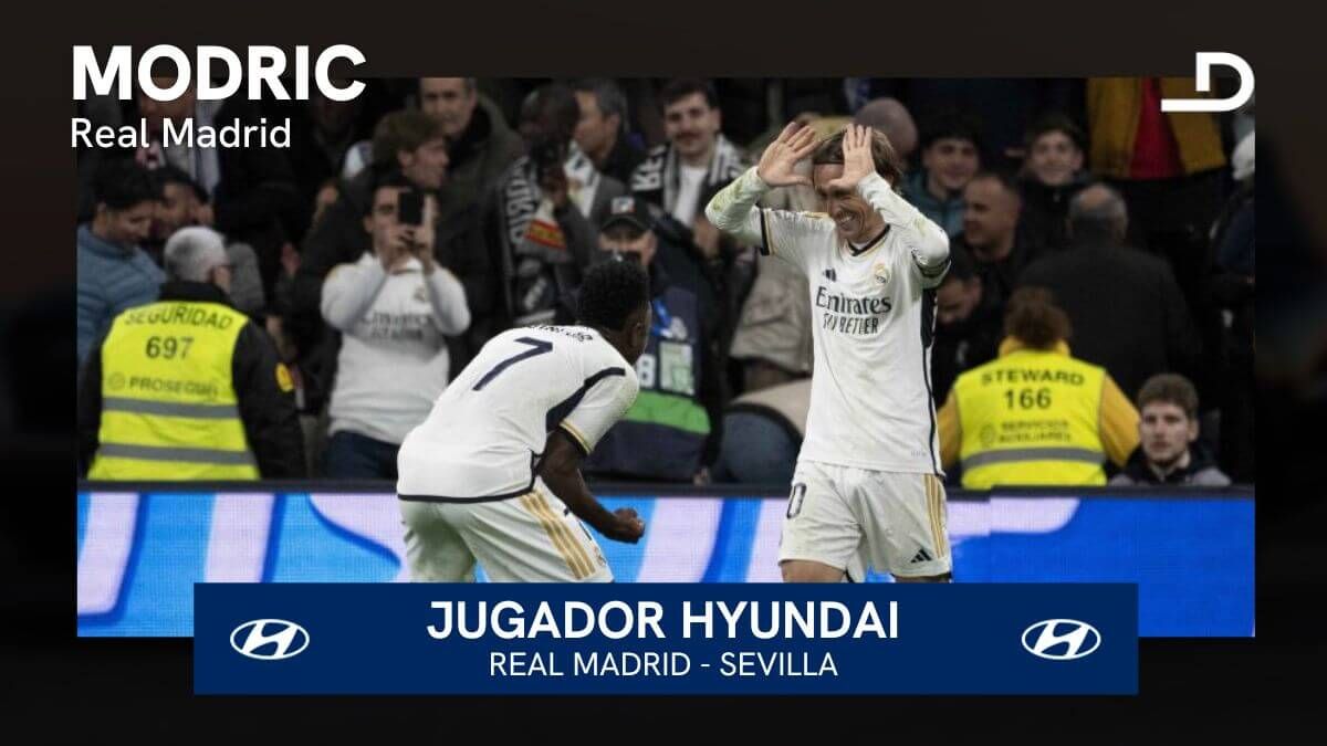  Luka Modric, Jugador Hyundai del Real Madrid - Sevilla con su gol de la victoria