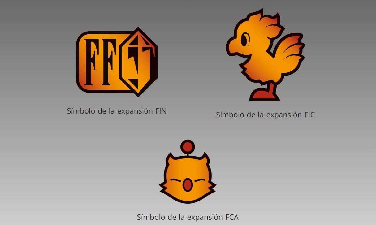  Los tres símbolos para diferenciar cada carta según los códigos de Magic y Final Fantasy.