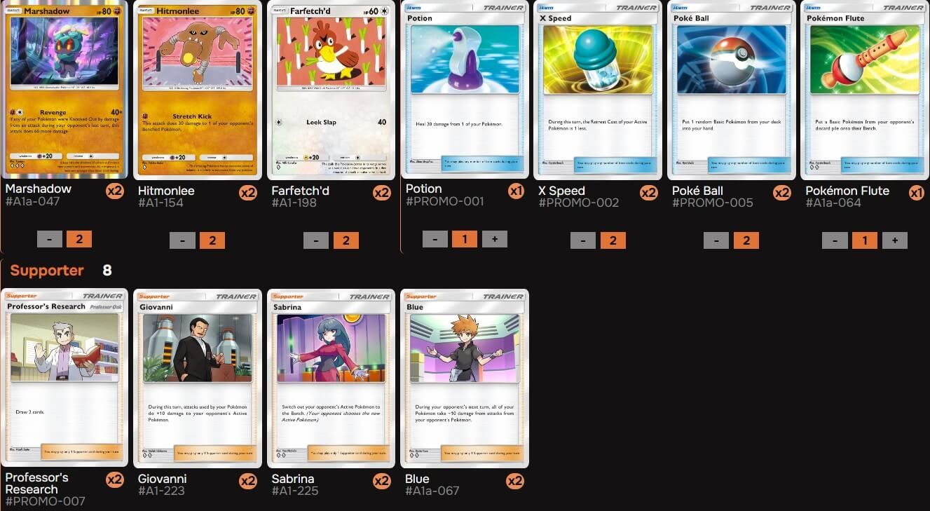 El mazo definitivo de Marshadow con Farfetch y Hitmonlee.