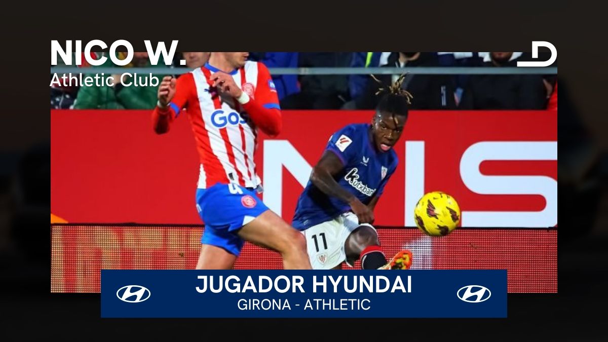  Nico Williams ha sido el Jugador Hyundai en el Girona - Athletic Club.