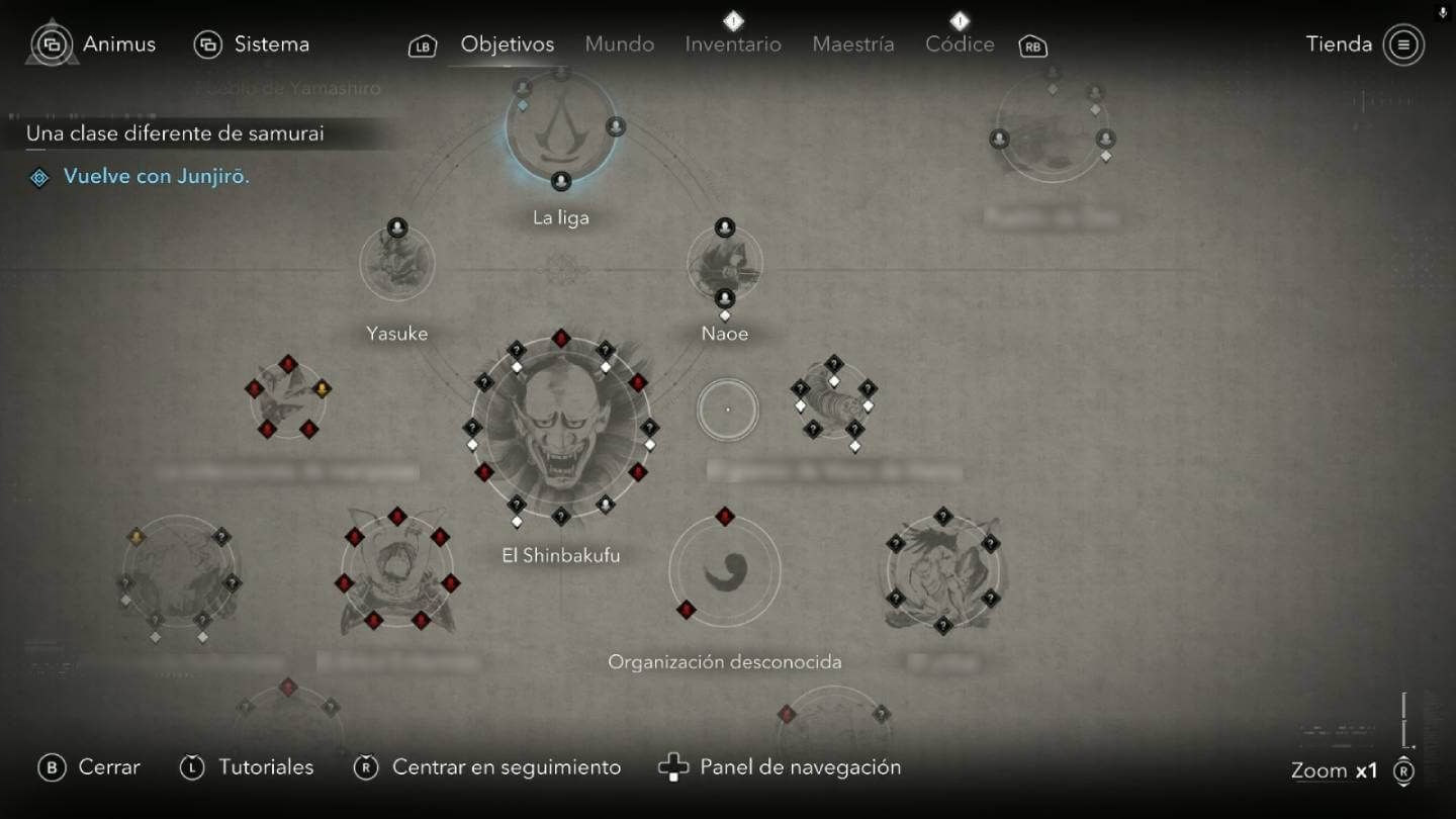  El extenso tablero de objetivos de Assassin's Creed Shadows