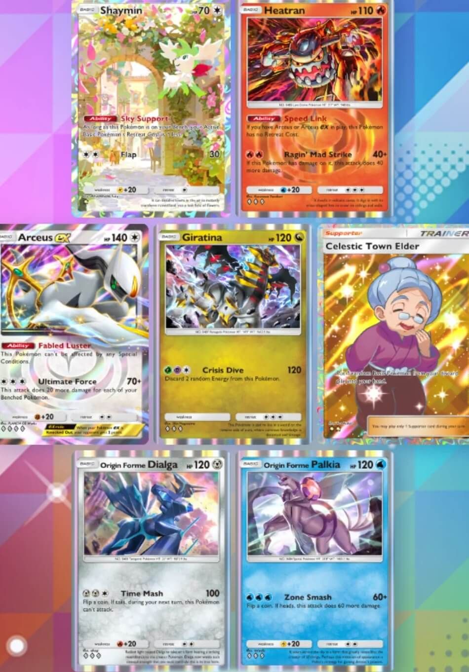 Las siete cartas necesarias para conseguir el emblema de Shaymin.