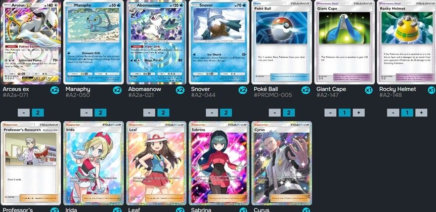  Un mazo de Arceus de tipo agua con Manaphy.