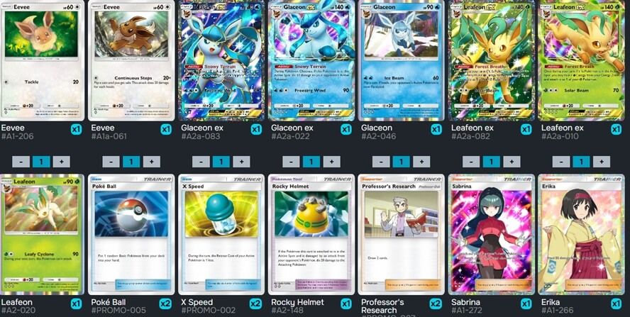  Las dos evoluciones de Eevee unidas en un mismo mazo de Pokémon Pocket.