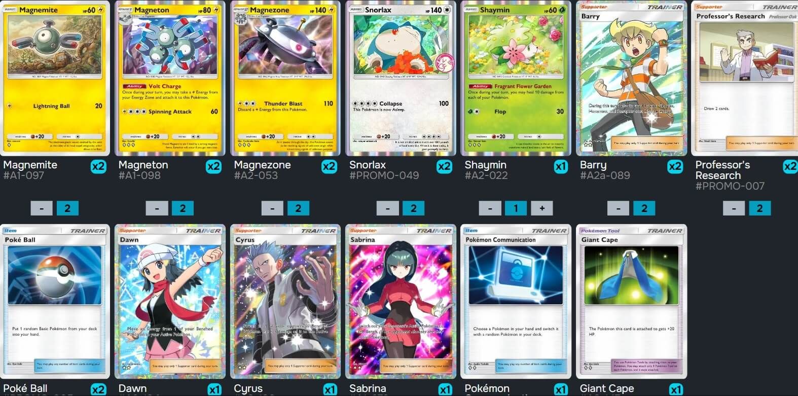 El mazo de curación de Snorlax junto a Magnezone.