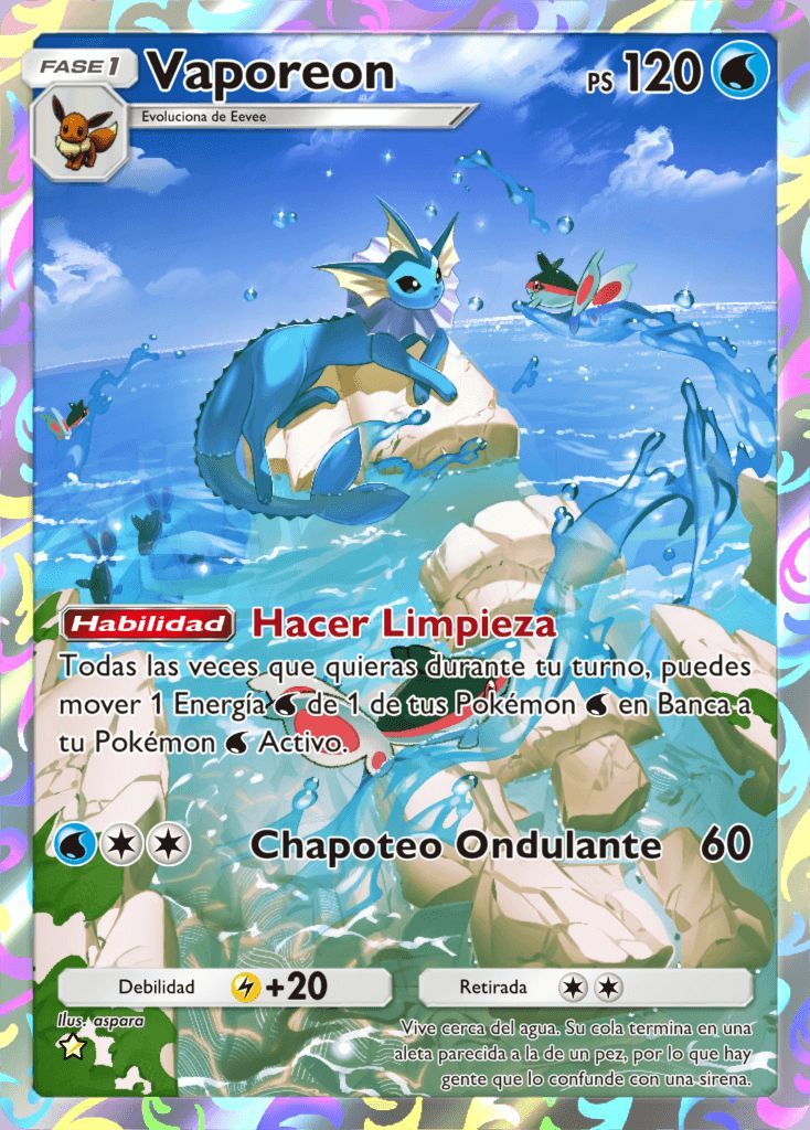 Vaporeon recibe una carta especial son habilidad.