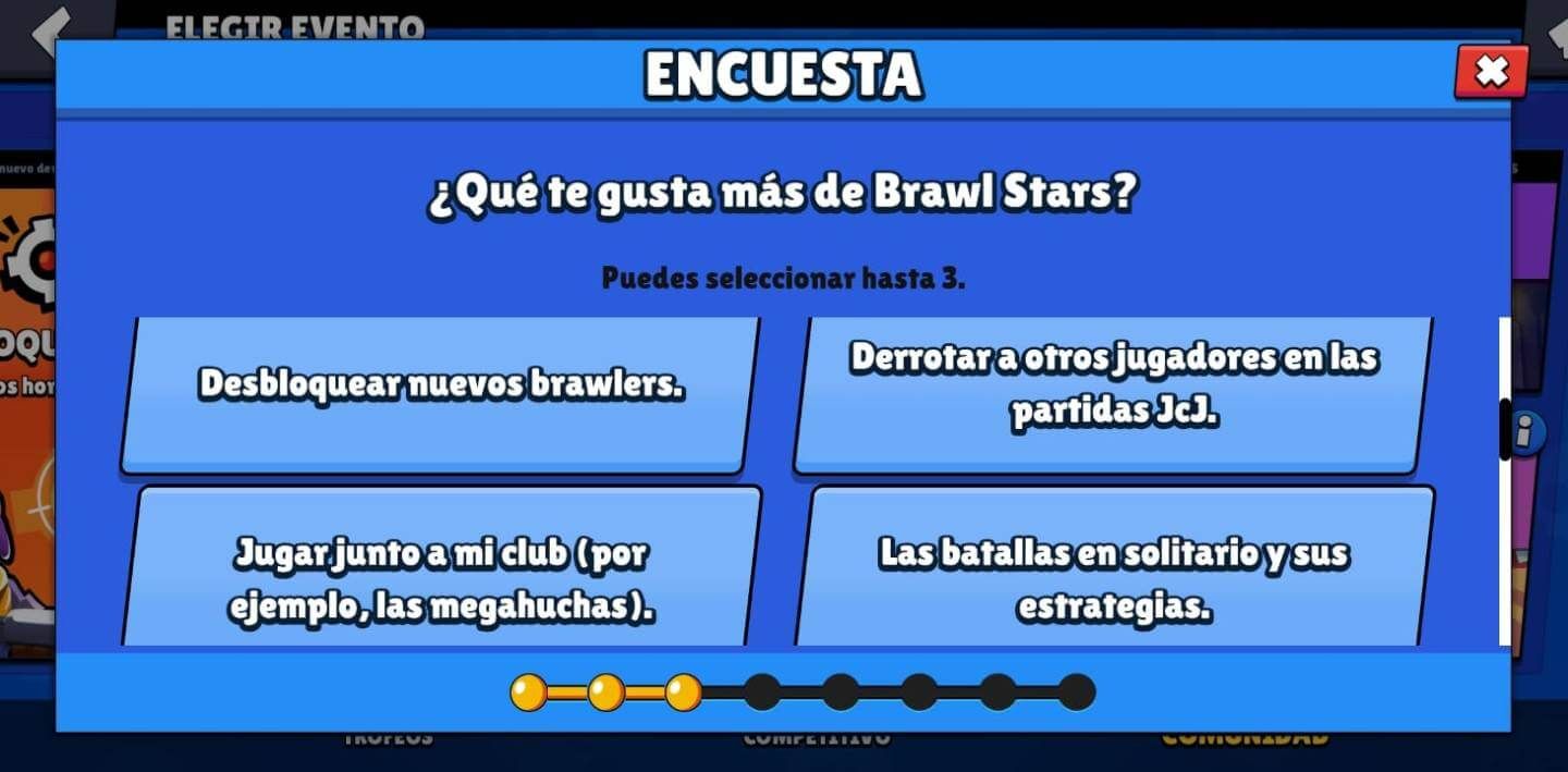 Alguna de las preguntas de las encuestas de Brawl Stars
