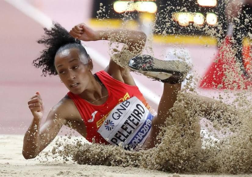 Ana Peleteiro, en la final de triple salto de los Mundiales de atletismo de Doha.