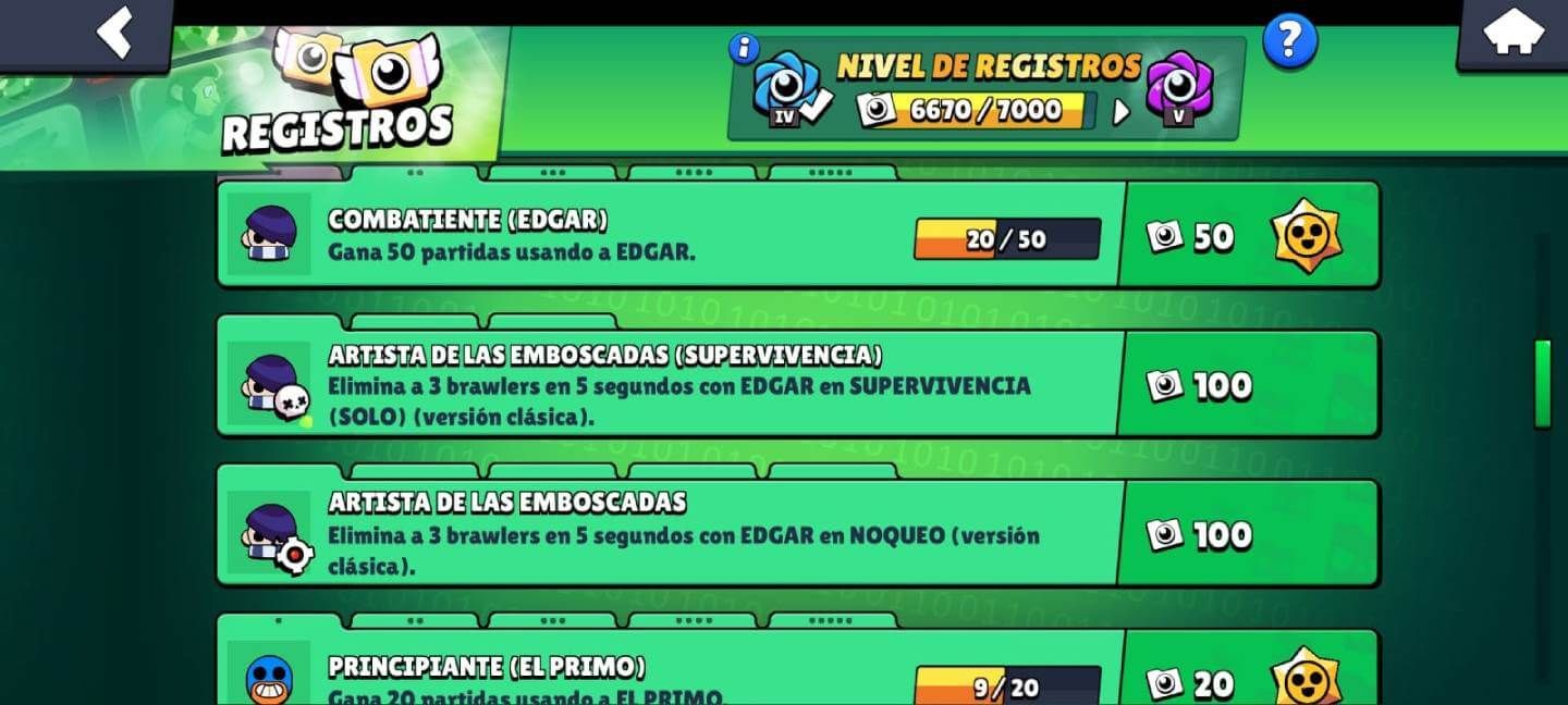 Algunos de los Registros (Récords) específicos en Brawl Stars, que renueva sus logros