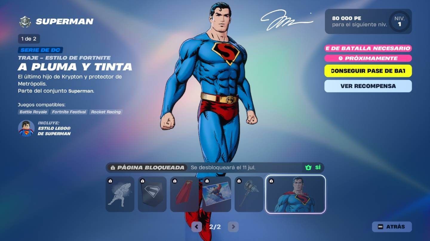La skin alternativa de Superman 2025 (diseño de Jim Lee)