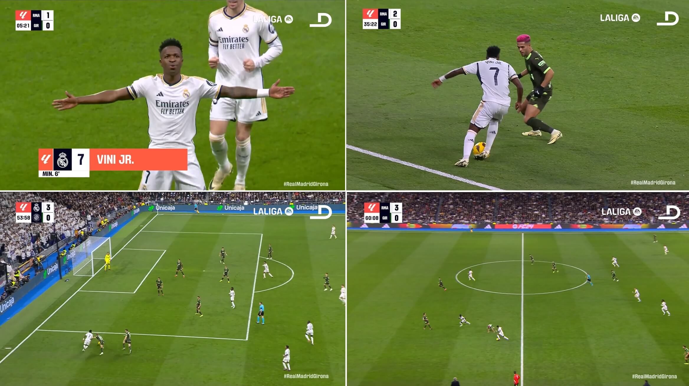 Vinícius generó los cuatro goles del Real Madrid.