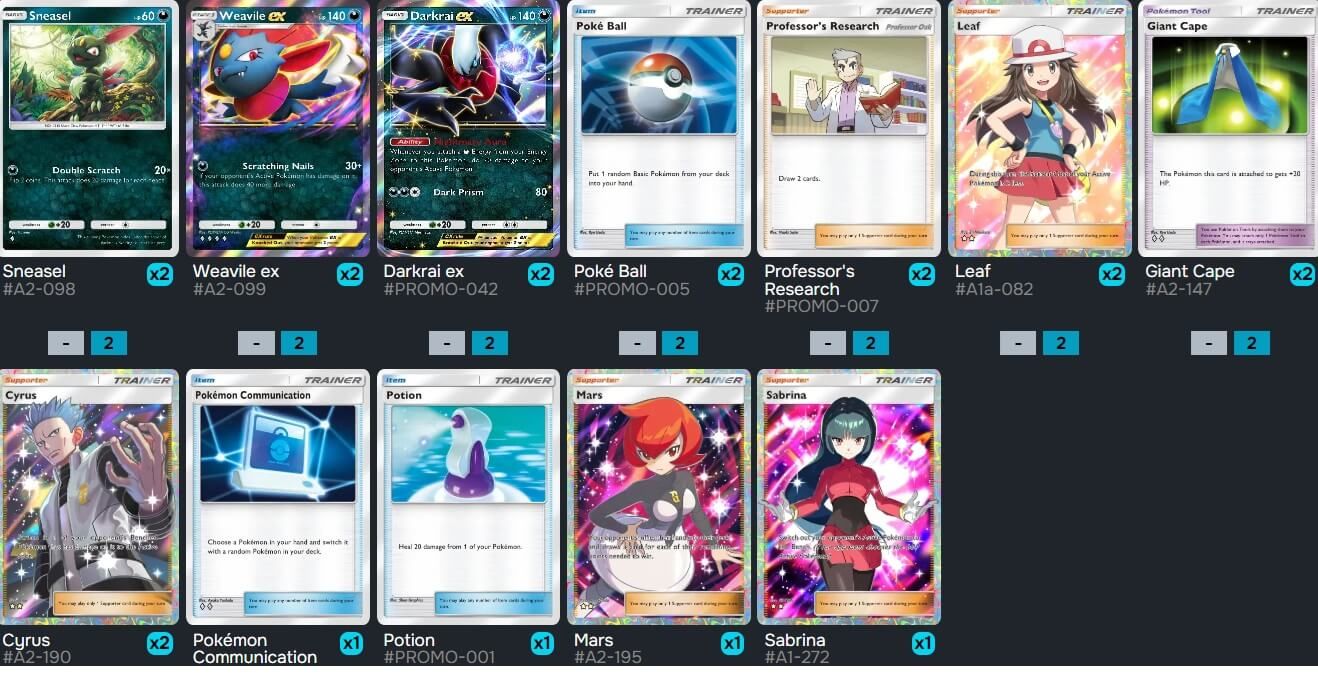  El mazo de Weavile siempre está acompañado de Darkrai EX.