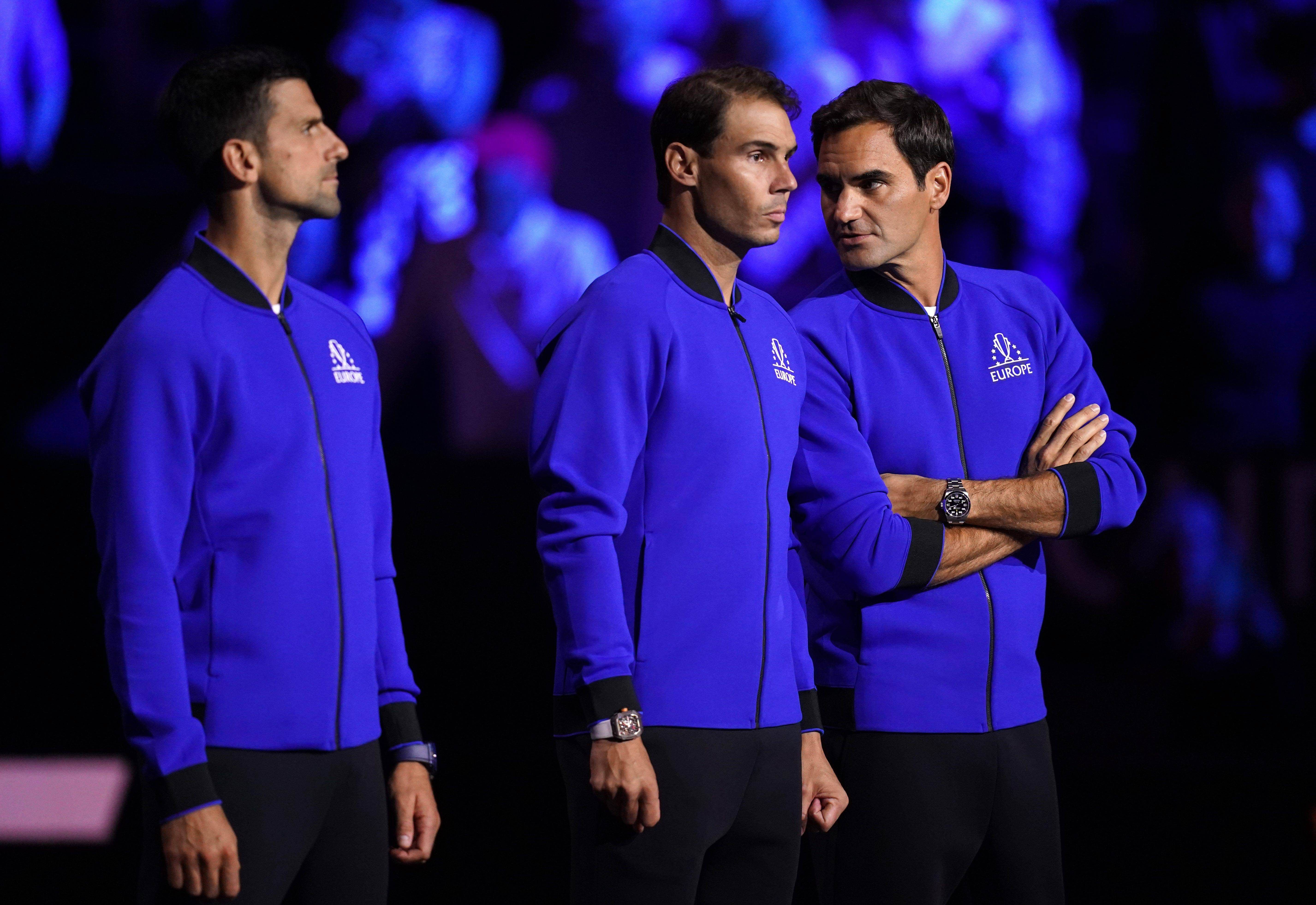  Novak Djokovic, Rafa Nadal y Roger Federer en la Laver Cup (Europa Press)