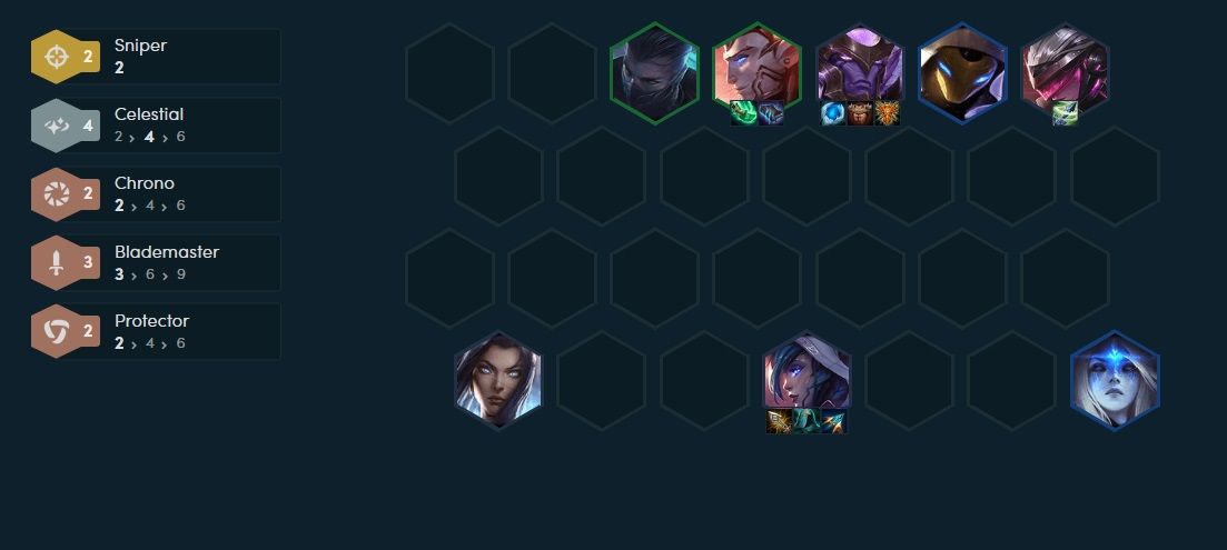 Composición de celestiales en el 10.10 de TFT