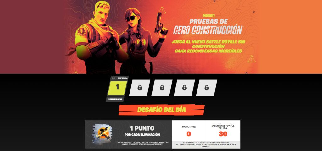 Cero construccion fortnite desafios recompensas