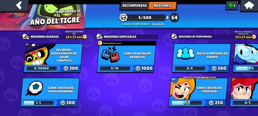 duelos brawl stars mision especial fichas