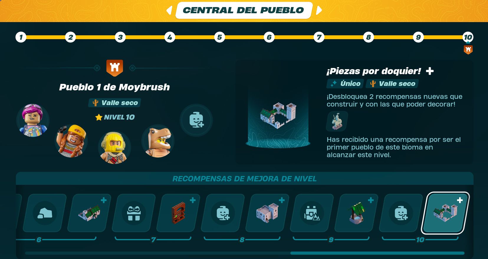  El Pueblo de Nivel 10 en el Valle Seco de LEGO Fortnite