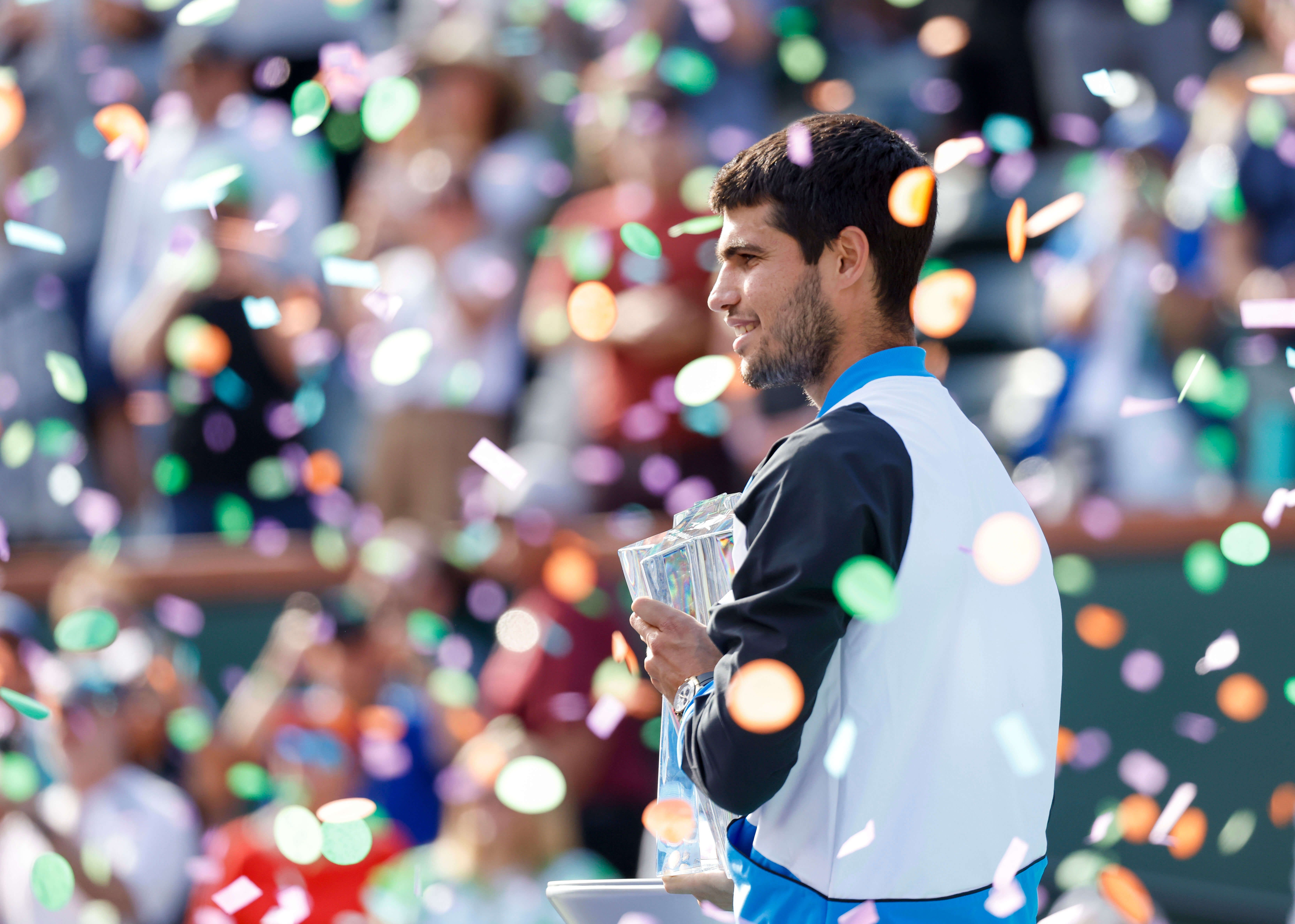  La sonrisa de Carlos Alcaraz tras su segundo título en Indian Wells