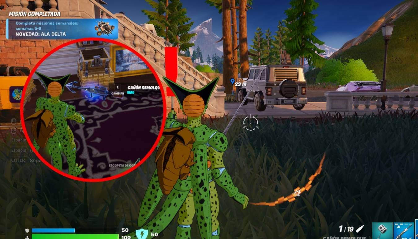  Engancharte con un cañón remolque, de las nuevas mecánicas en Fortnite