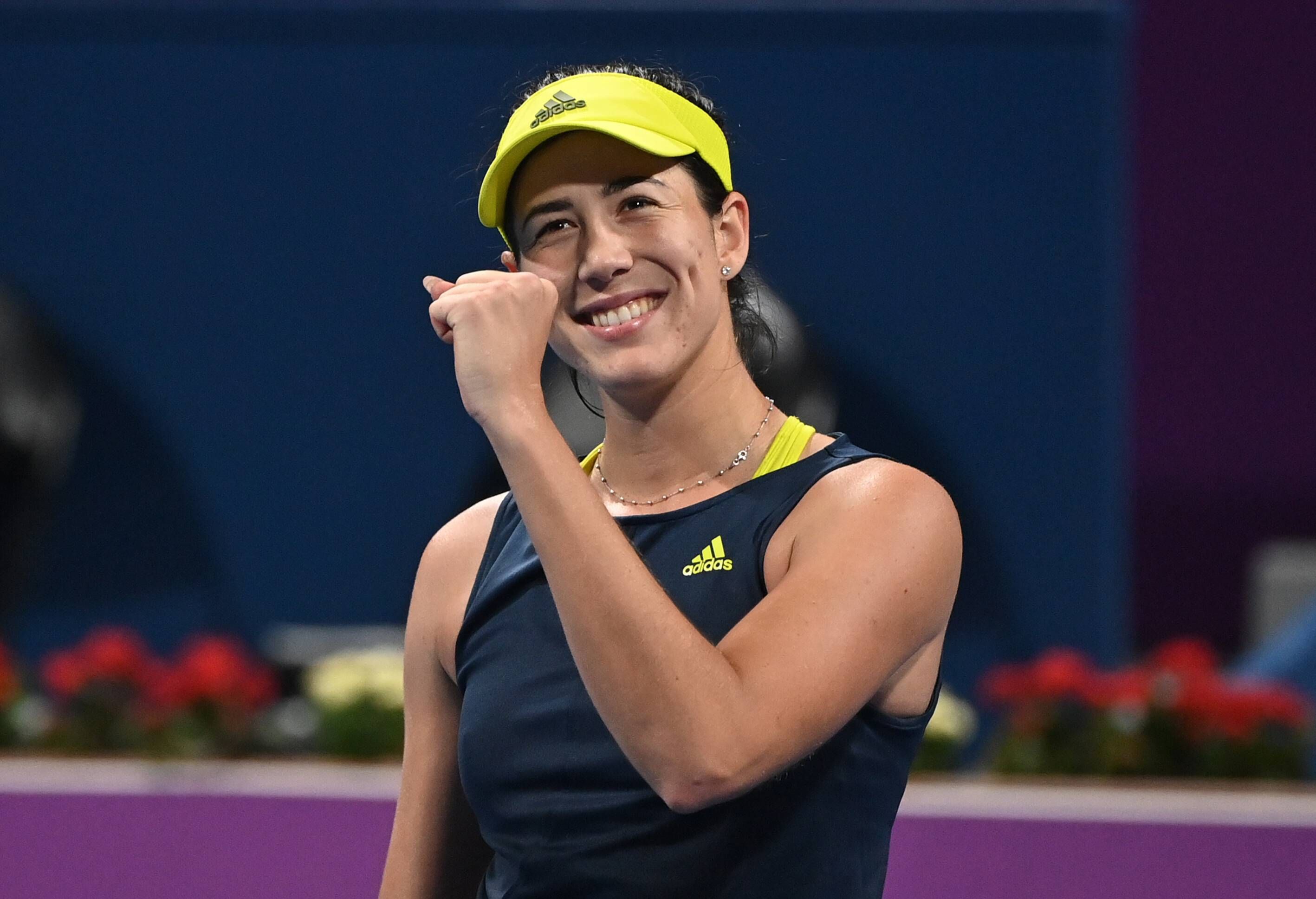 Garbiñe Muguruza celebra un punto.