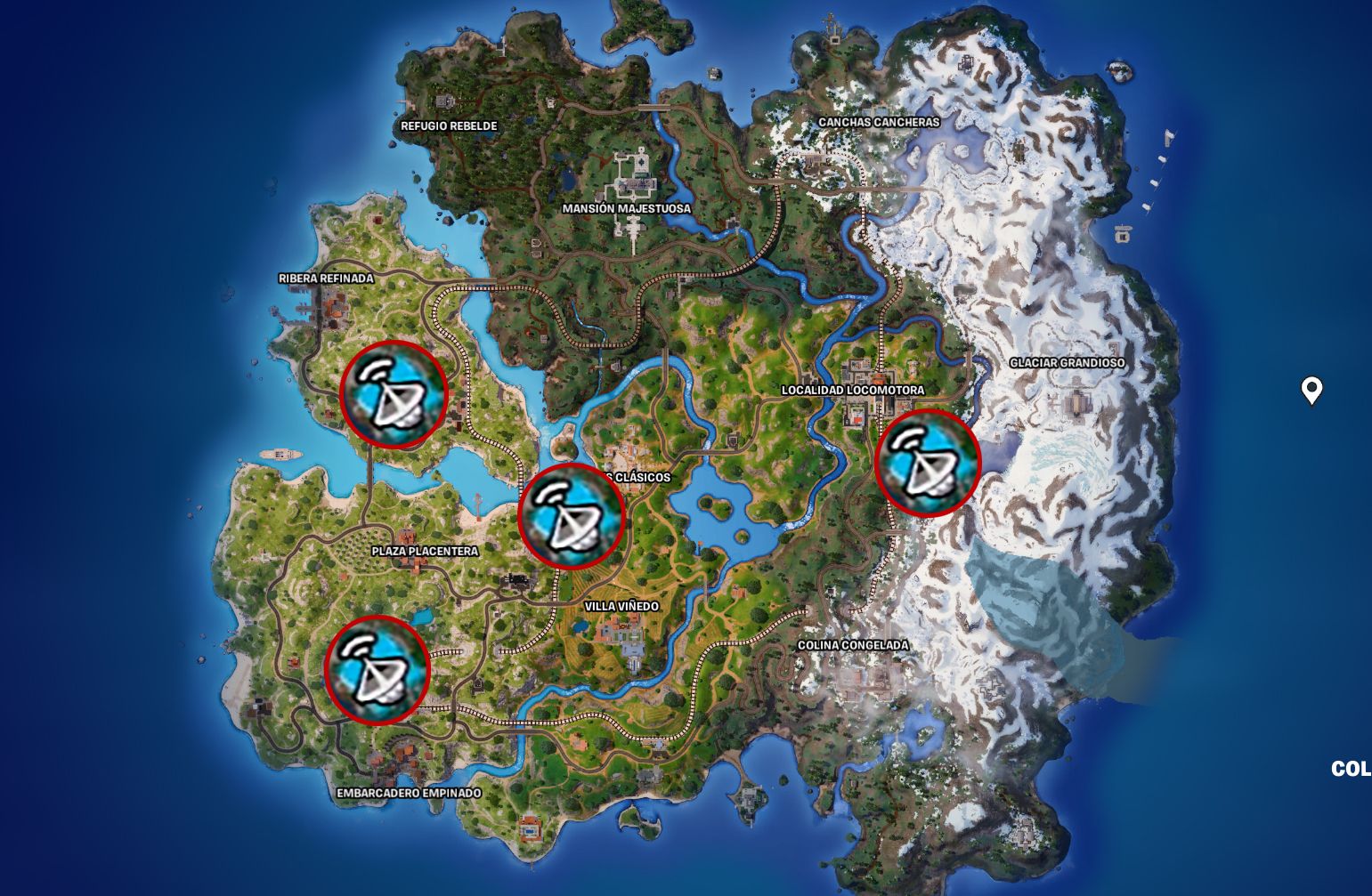  Las ubicaciones de las estaciones meteorológicas en Fortnite - Capítulo 5