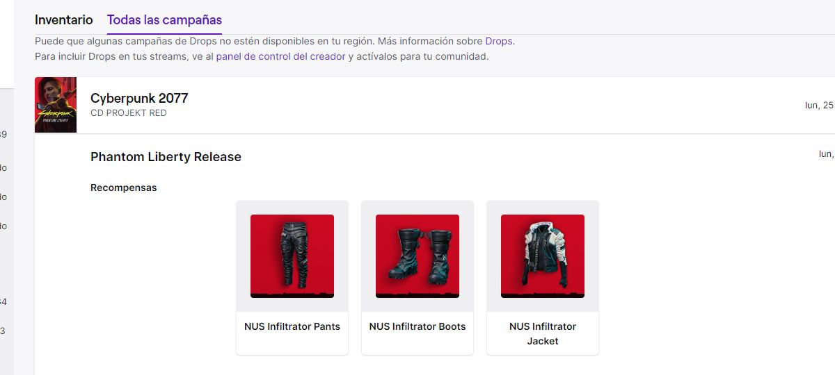  Los drops de Twitch de Cyberpunk 2077: Phantom Liberty