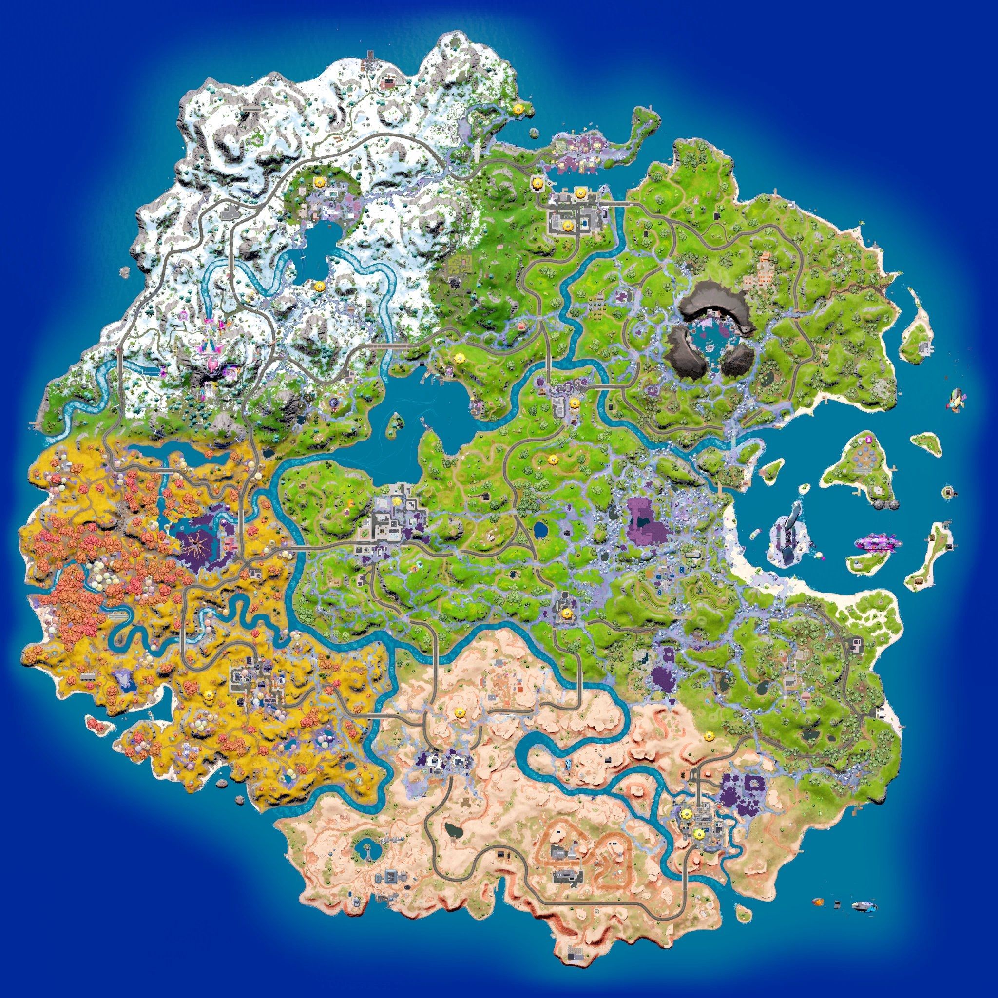 El mapa de Fortnite con los PIsos Plateados