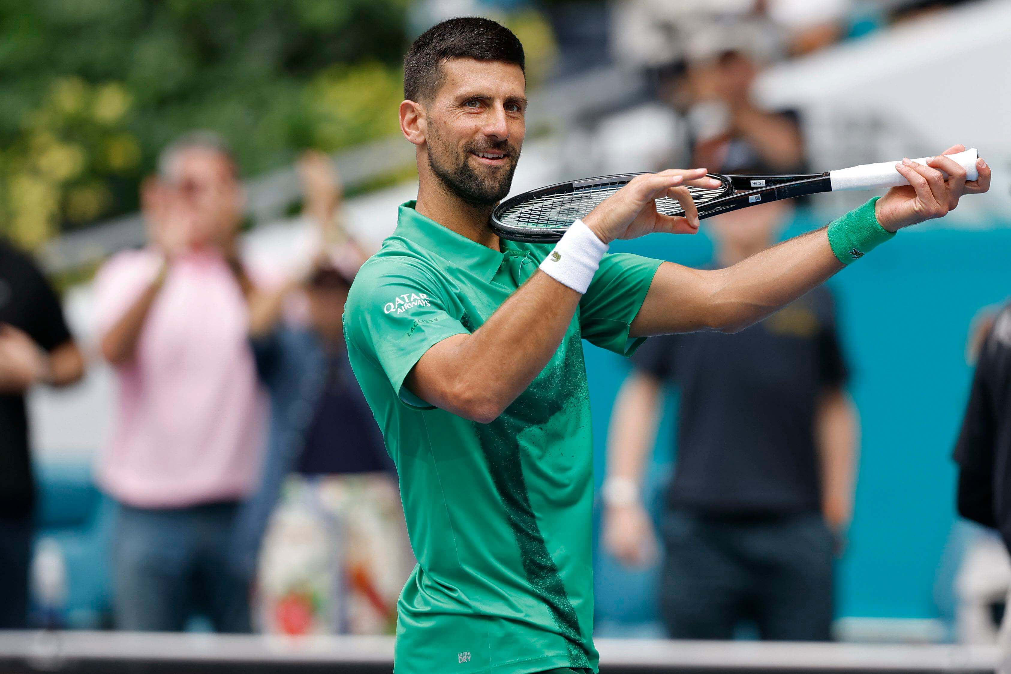  Novak Djokovic celebra su triunfo ante Dimitrov en Miami.