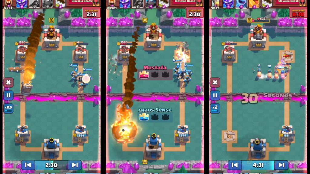 partida tres torres muerte subita clash royale