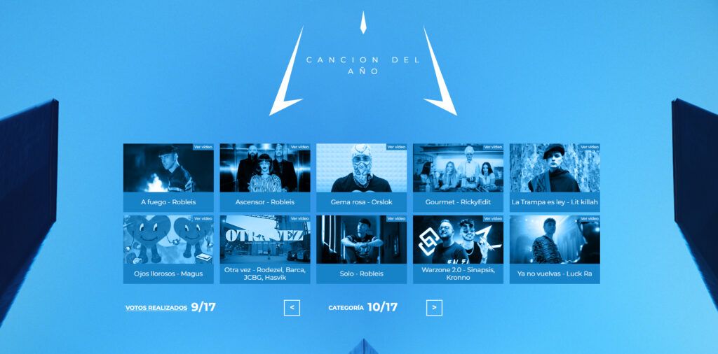 Premios esland nominados cancion