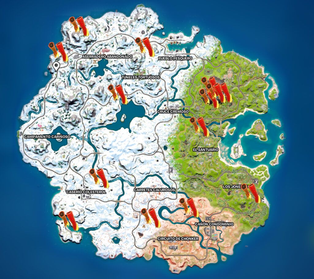 ubicaciones spiderman fortnite