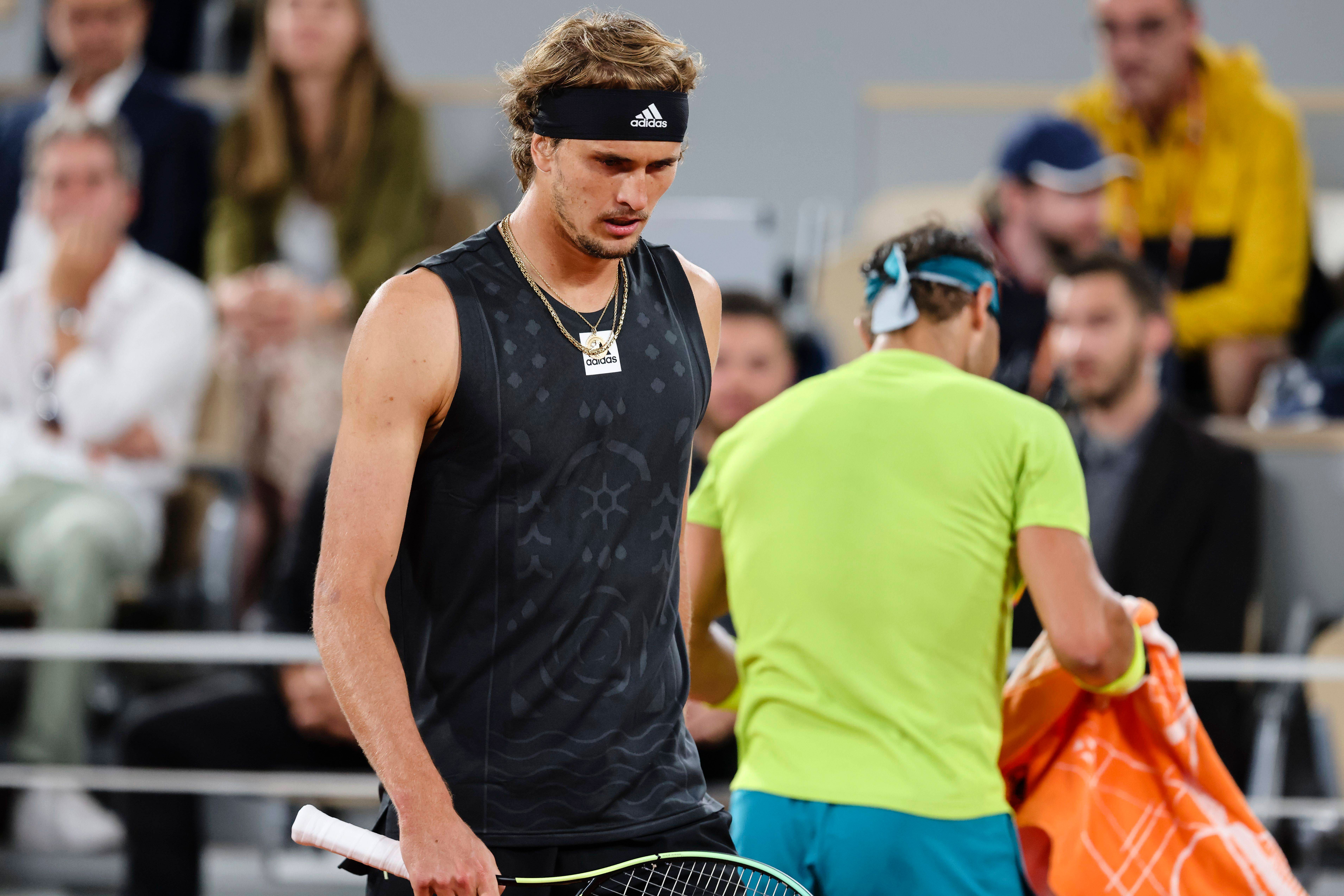 Zverev, durante el partido ante Nadal en Roland Garros.