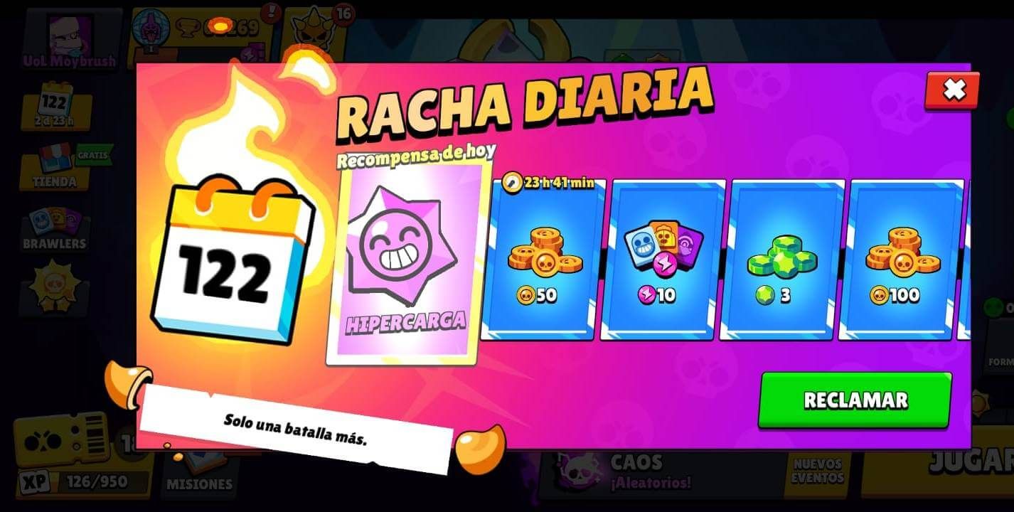 La tercera Hipercarga gratis de la racha diaria en Brawl Stars
