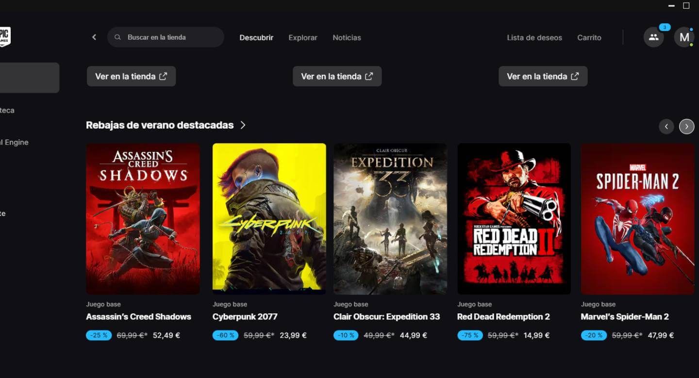  Algunas de las rebajas de verano en Epic Games, con Expedition 33 o Marvel's Spider-Man