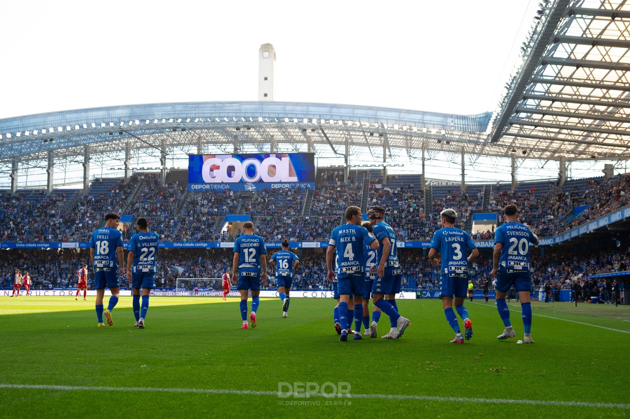 El Deportivo celebrando un gol en Riazor