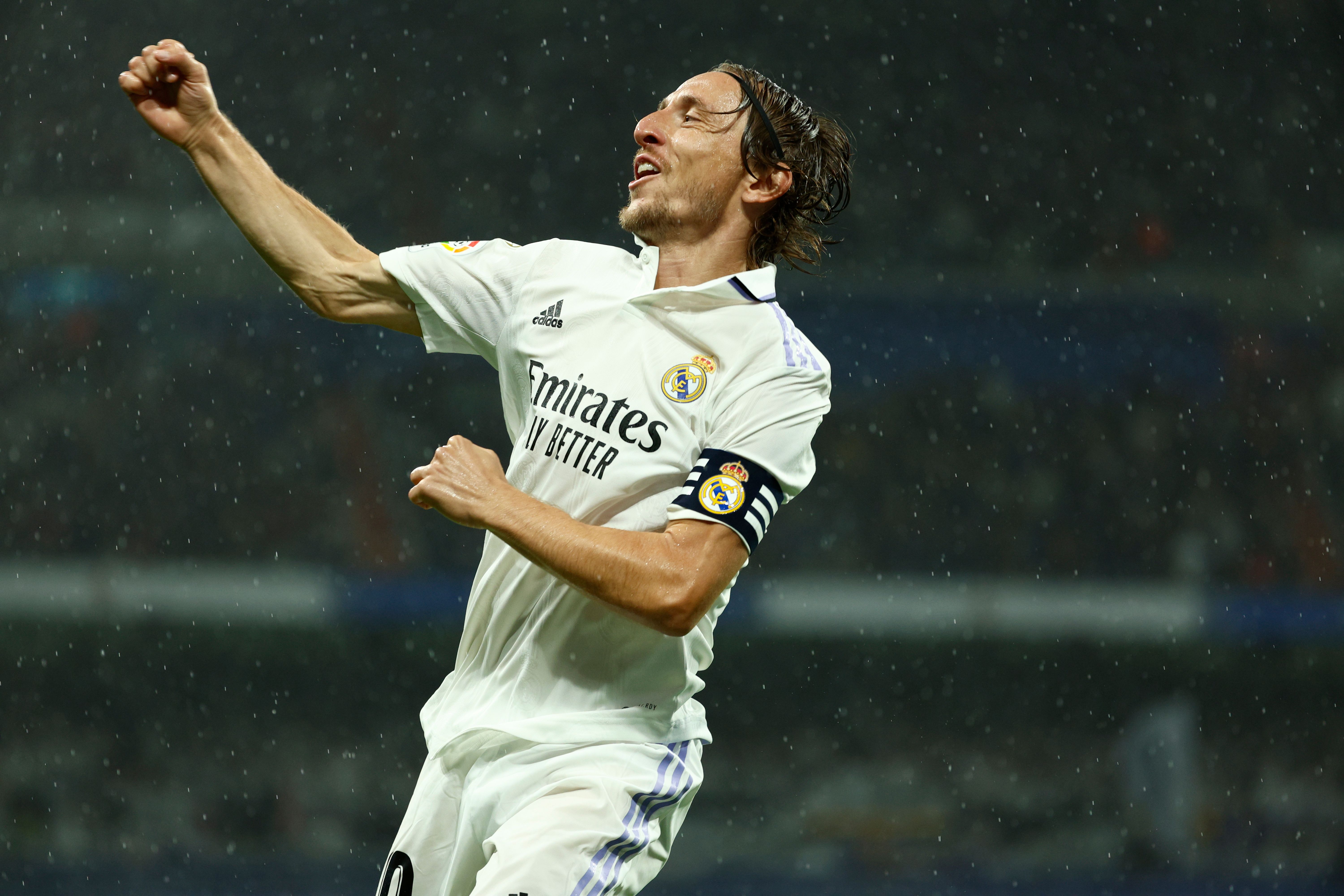  Luka Modric celebra su gol en el Real Madrid-Sevilla.