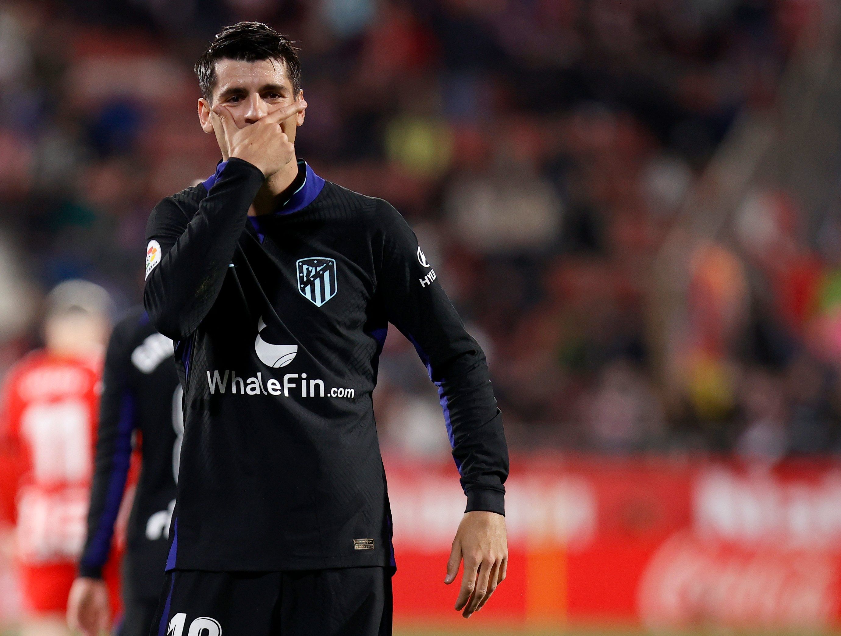 Álvaro Morata celebra su gol en el Girona-Atlético (Foto: ATM).