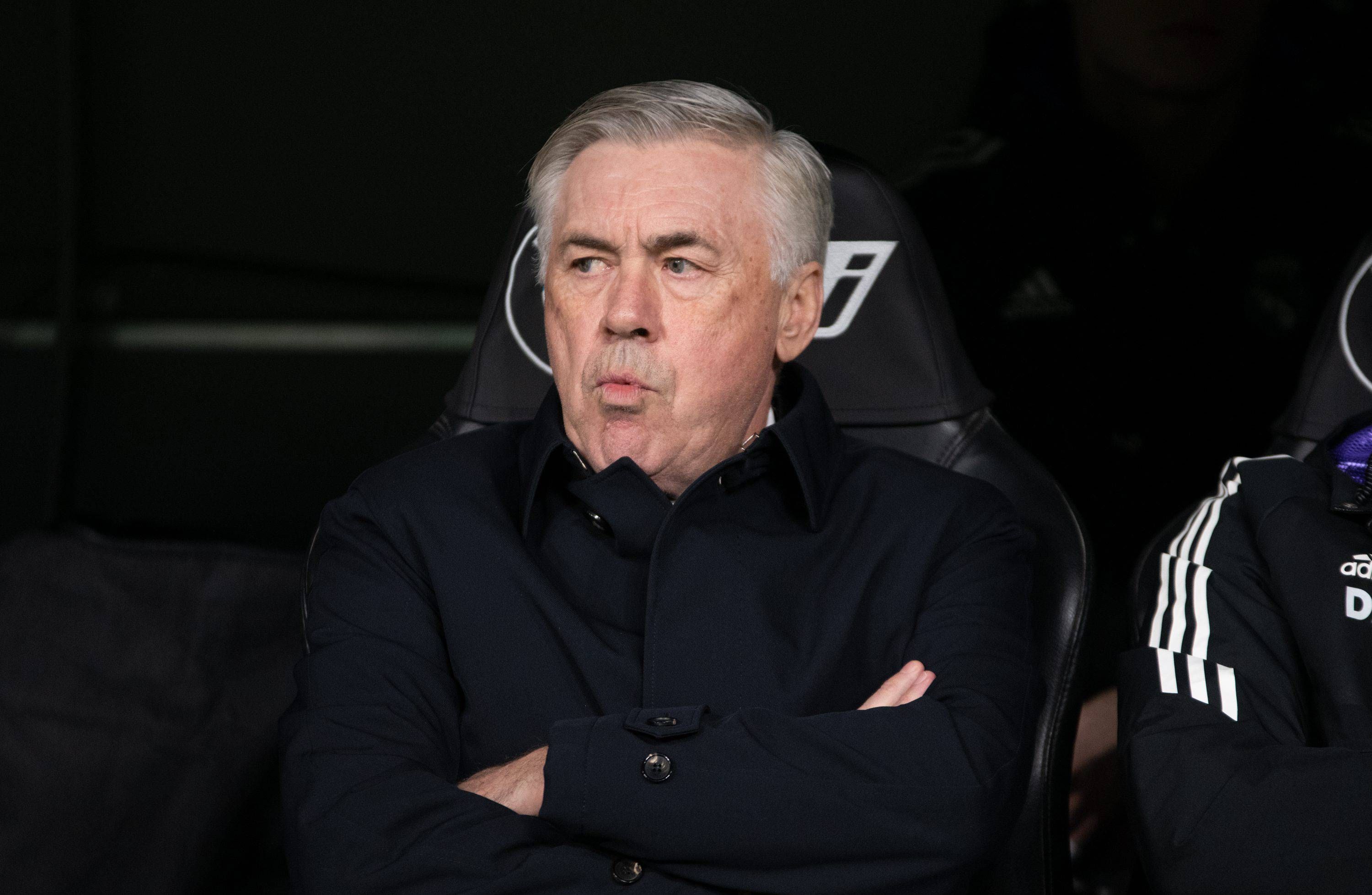  Ancelotti, en el banquillo del Santiago Bernabéu.